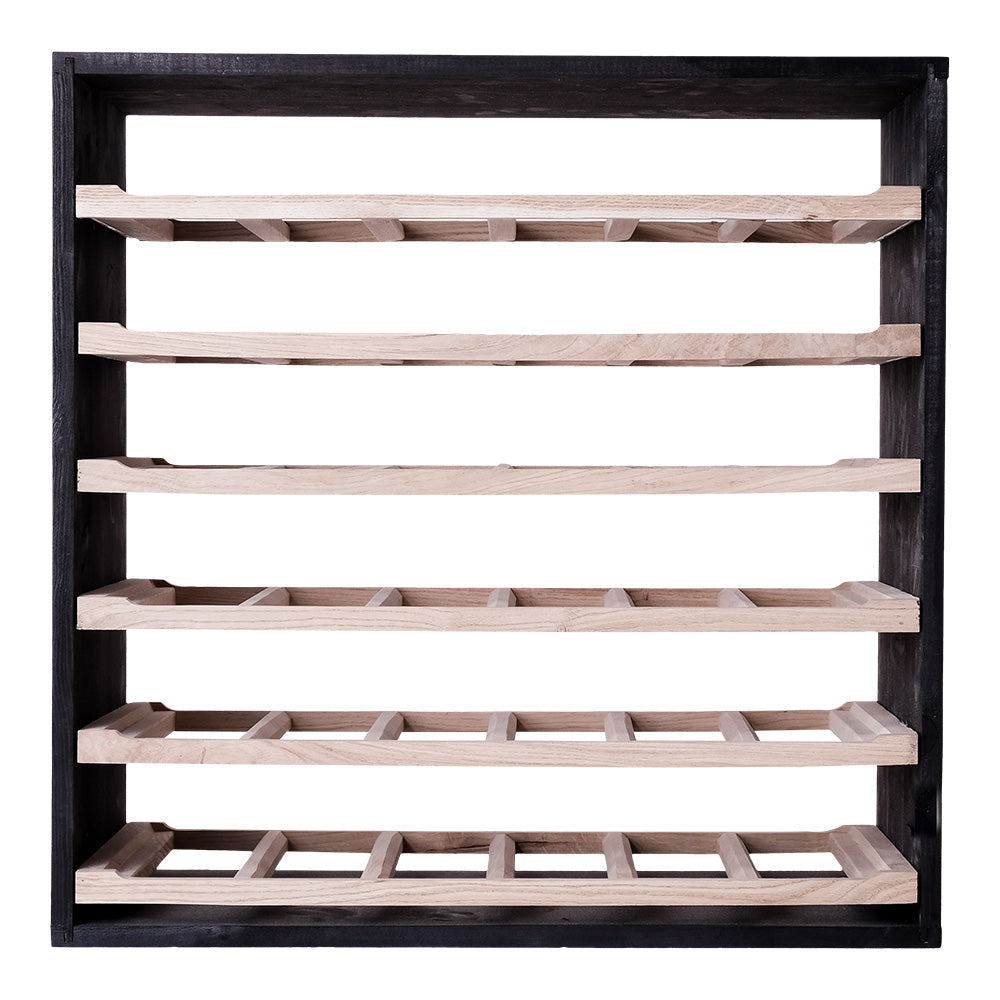 Caverack Modular Wine Rack LEO with Six Sliding Shelves in Oak and Black S8BLACK front view