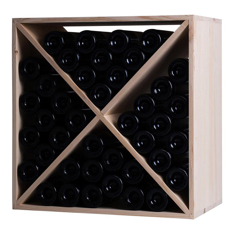 Caverack Modular Wine Rack System - 40 Bottles - ABRA in Pine fully stocked side on image