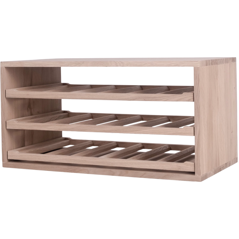 Caverack Modular Wine Rack - Half Leo - 3 Sliding Shelves - Front Angled Image with closed shelves