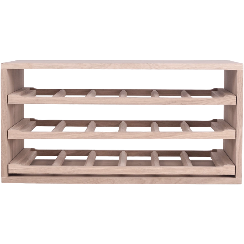 Caverack Modular Wine Rack - Half Leo - 3 Sliding Shelves - Front Image with no bottles - Oak
