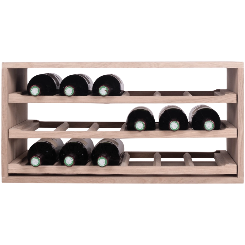 Caverack Modular Wine Rack - Half Leo - 3 Sliding Shelves - Oak - Front Image