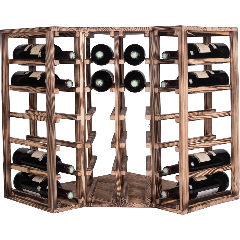 Caverack Modular Wine Racks - CORNER - Burnt Pine S9BPINE 24 Bottles Display Image from Front