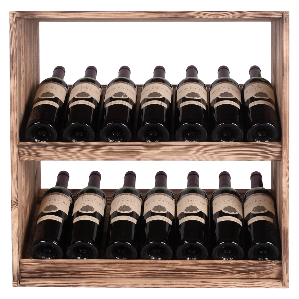 Caverack Modular Wine Rack Andino module in Burnt Pine S3BPINE Displaying 14 bottles in a front on image
