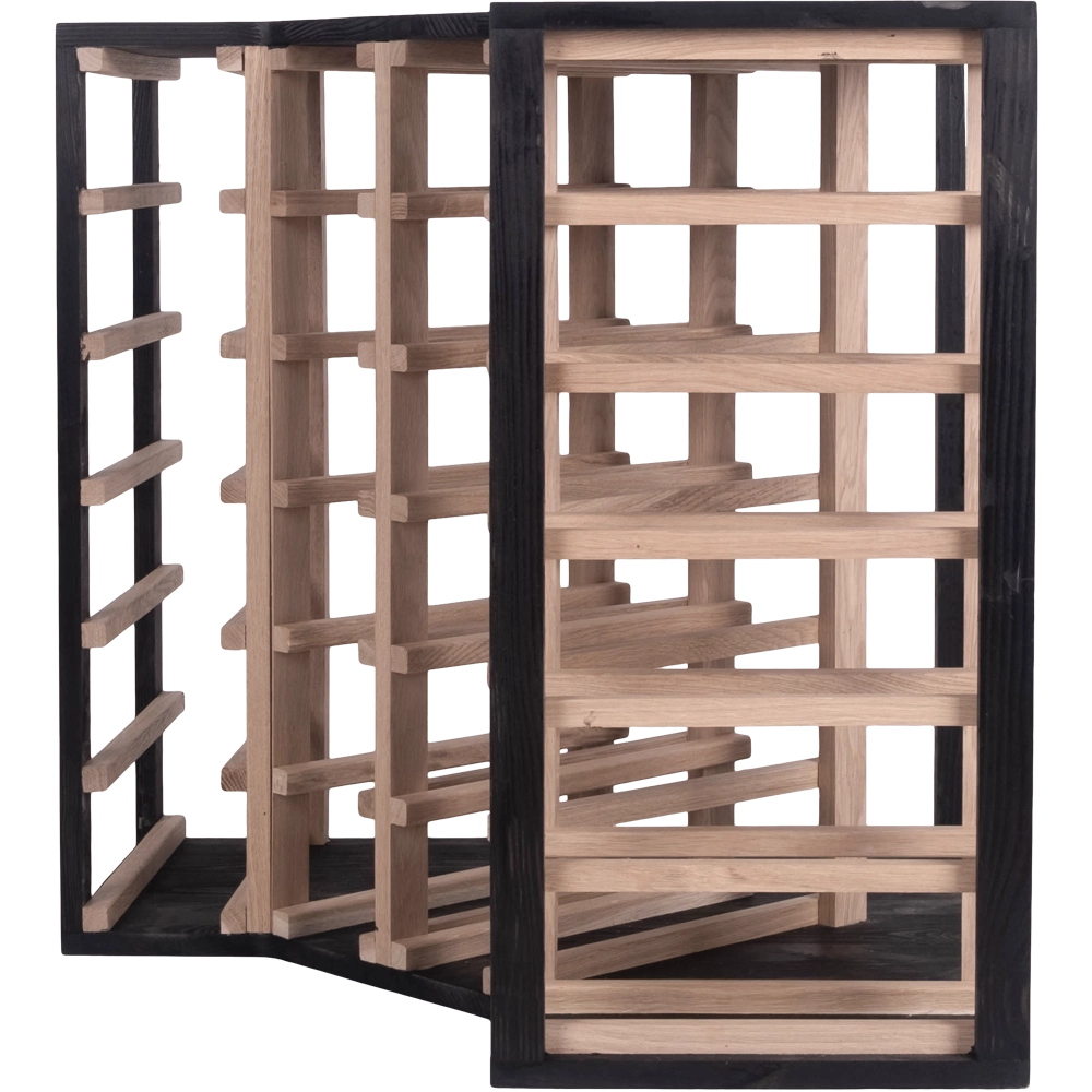 Caverack Modular Wine Racks - CORNER - Oak and Black - 24 Bottles Side Image