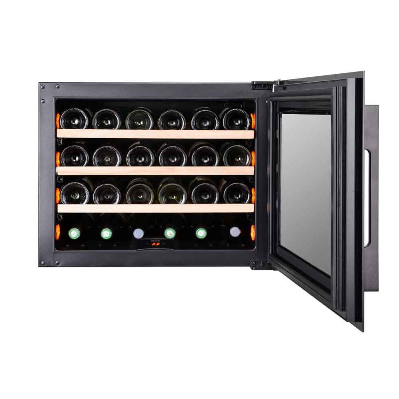 Pevino Majestic 24 bottles Wine Fridge - Single zone - Black glass front - Integrated