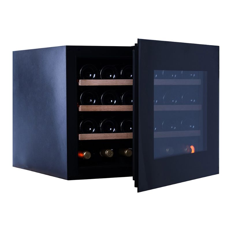 Pevino Majestic Push Open 24 bottles Wine Fridge - Single zone - Black glass front - Integrated