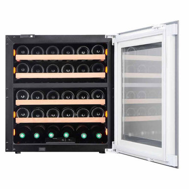 Pevino Majestic 30 bottles Wine Fridge - push open - 2 zones - white - Integrated