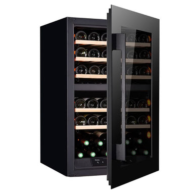 Pevino Majestic 42 bottles Wine Fridge - Dual zone - Black glass front - Integrated