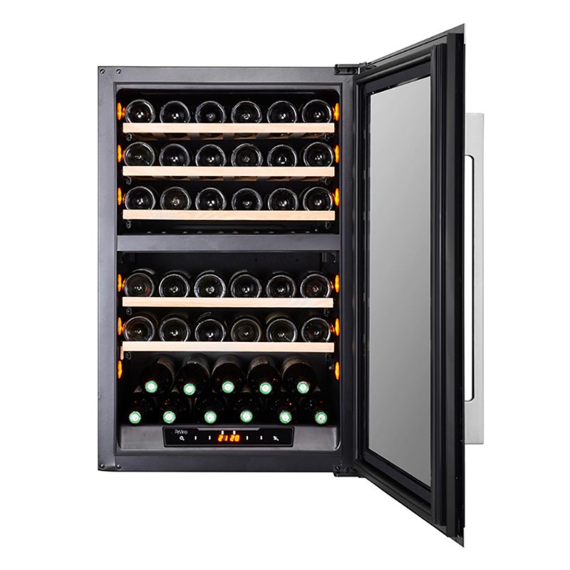 Pevino Majestic 42 bottles Wine Fridge - Dual zone - Black/stainless steel front - Integrated