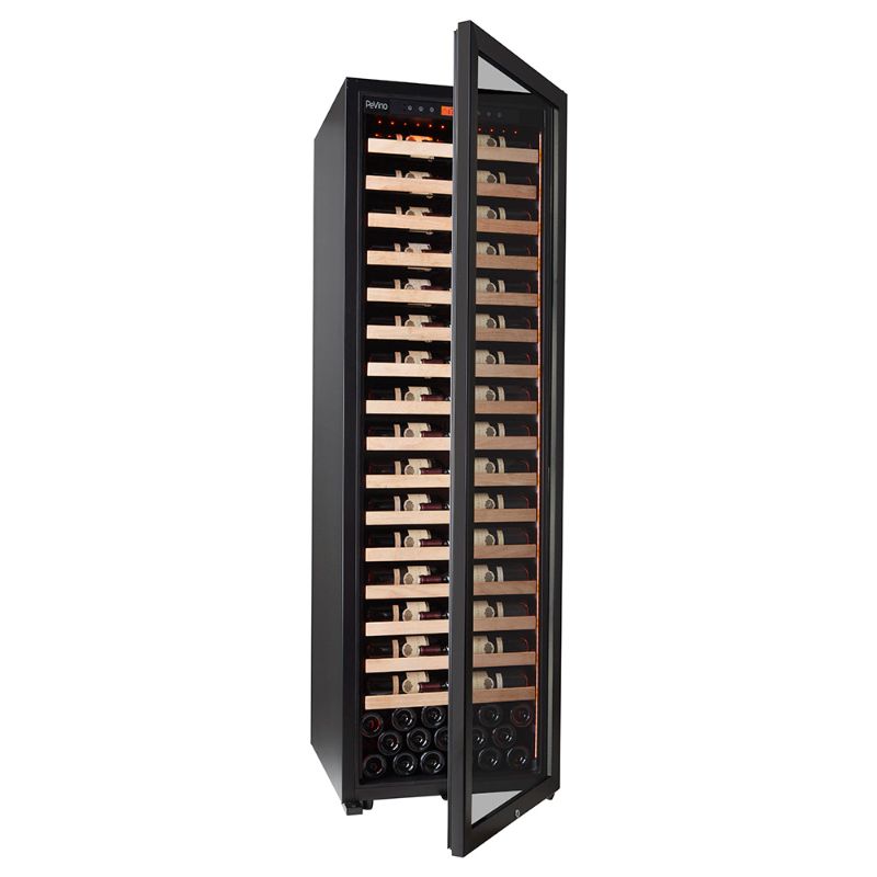 Pevino MS Noble 161 bottles Wine Fridge - Metal shelves with wood front - 1 zone - black