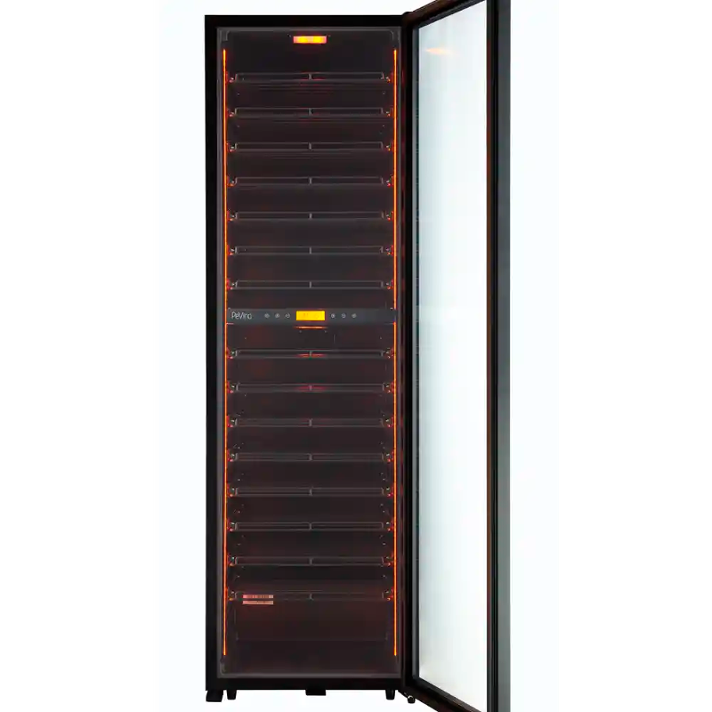 Pevino MS Noble 152 Bottle Dual Zone Wine Cooler - Metal Shelves - Black