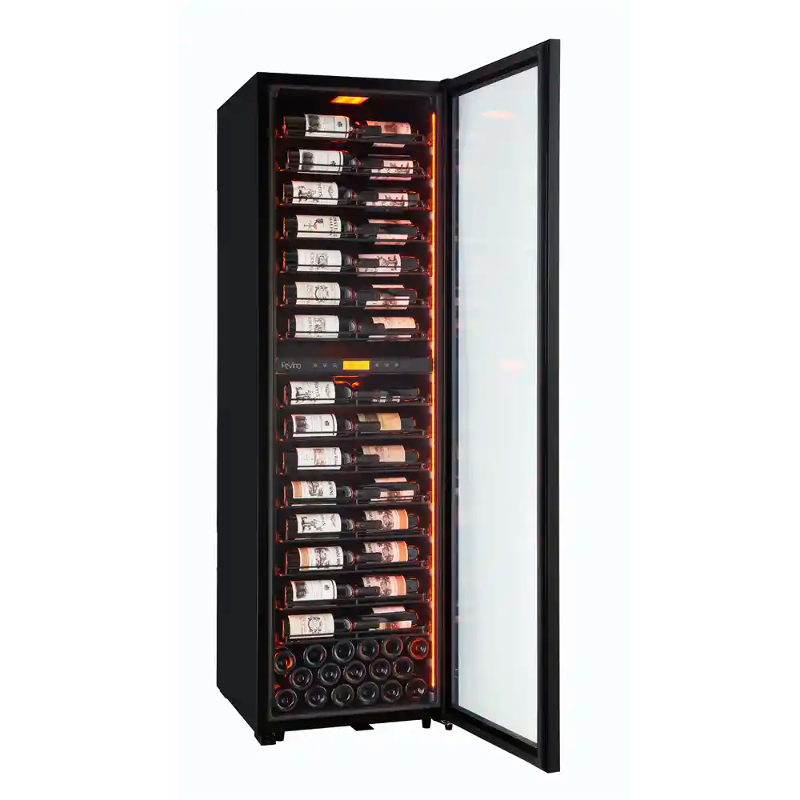 Pevino MS Noble 152 Bottle Dual Zone Wine Cooler - Metal Shelves - Black