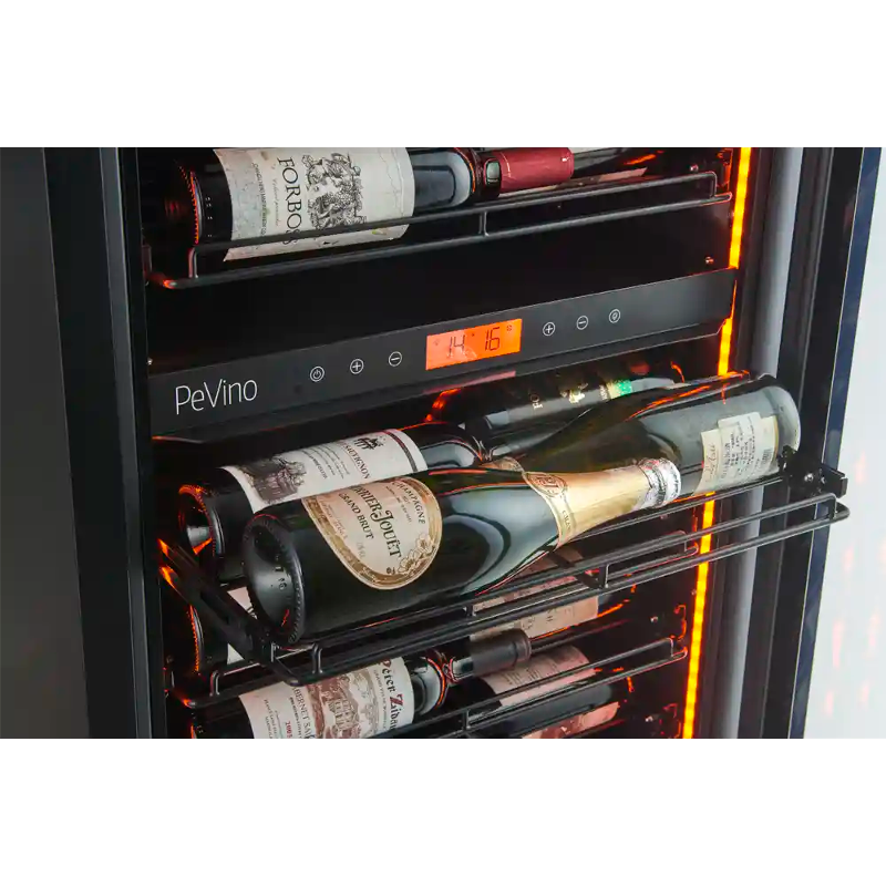 Pevino MS Noble 152 Bottle Dual Zone Wine Cooler - Metal Shelves - Black