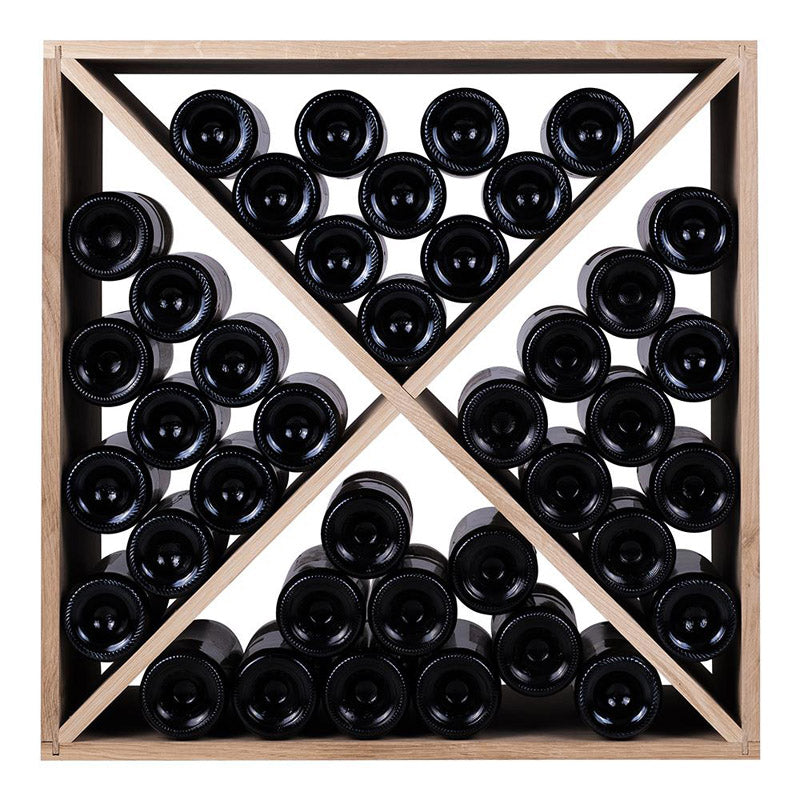 Caverack Modular Wine Rack System - 40 Bottles - ABRA in OAK, fully stocked front image