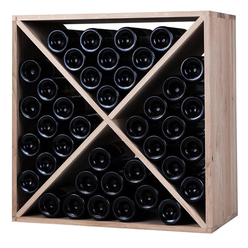 Caverack Modular Wine Rack System - 40 Bottles - ABRA in OAK fully stocked side on image