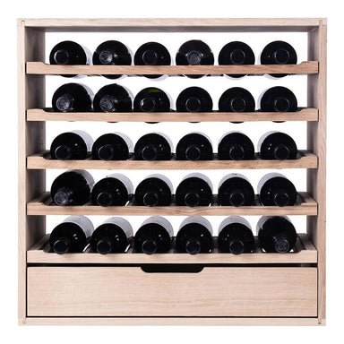 Caverack Modular Wine Rack System in Oak - 30 Bottles + Drawer - CLEO front and fully stocked option