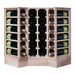 Caverack Modular Wine Rack System in Oak - 24 Bottles - CORNER front and stocked view with added base