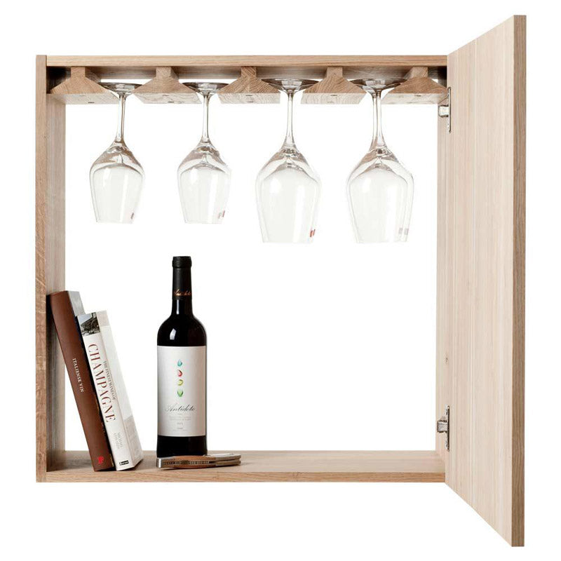Caverack Modular Wine Rack System in Oak - ENZO with added glass holders and door