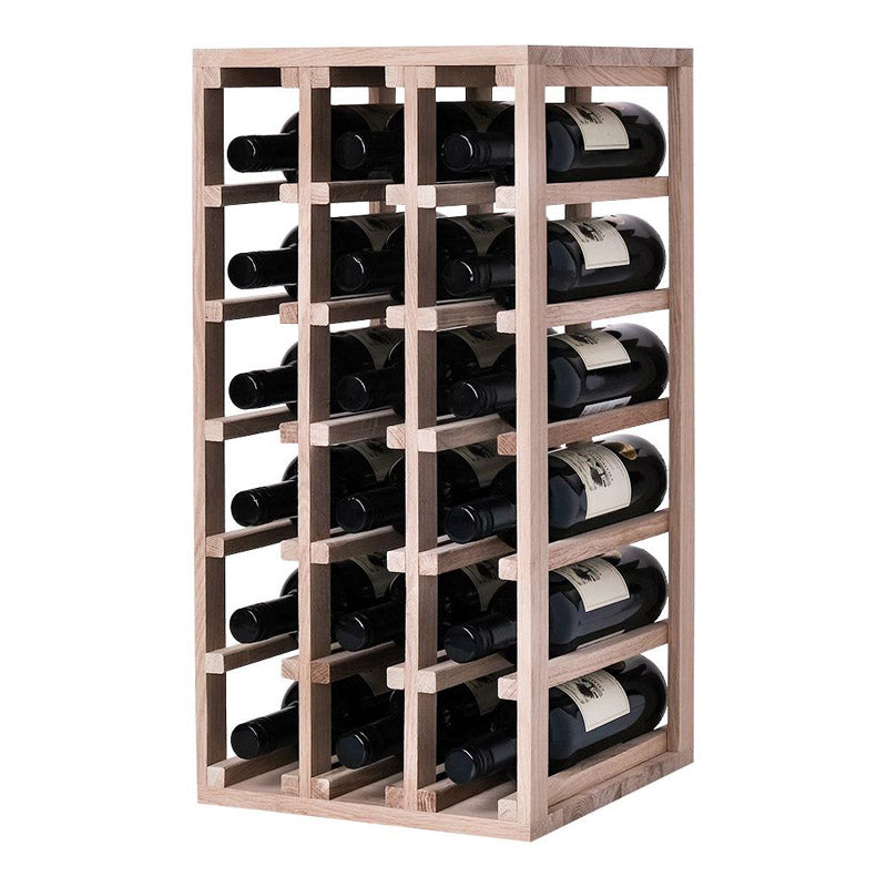 Caverack Modular Wine Rack System in Oak - 15 Bottles - HALF ALDA front and stocked view angled