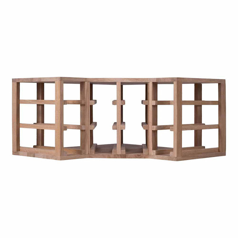 Caverack Modular Wine Rack System in Oak - 12 Bottles - HALF CORNER full front view