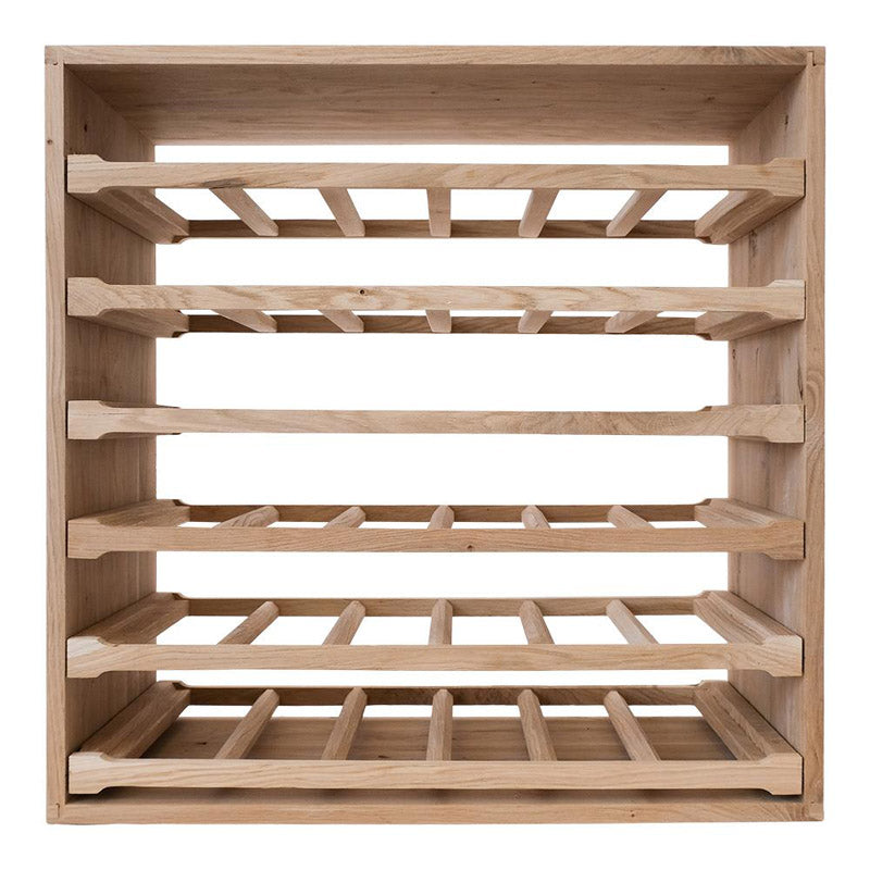 Caverack Modular Wine Rack System in Oak - Six Sliding Shelves - 36 Bottles - LEO front full view