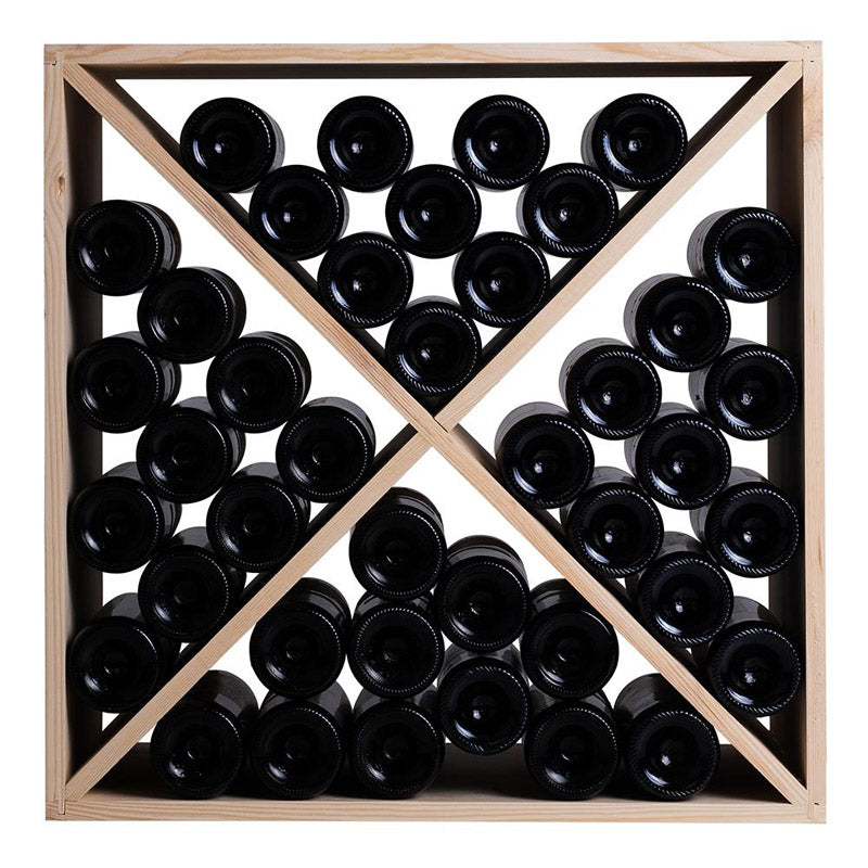 Caverack Modular Wine Rack System - 40 Bottles - ABRA in Pine fully stocked front image