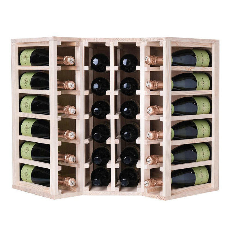 Caverack Modular Wine Rack System in Pine - 24 Bottles - CORNER fully stocked front view