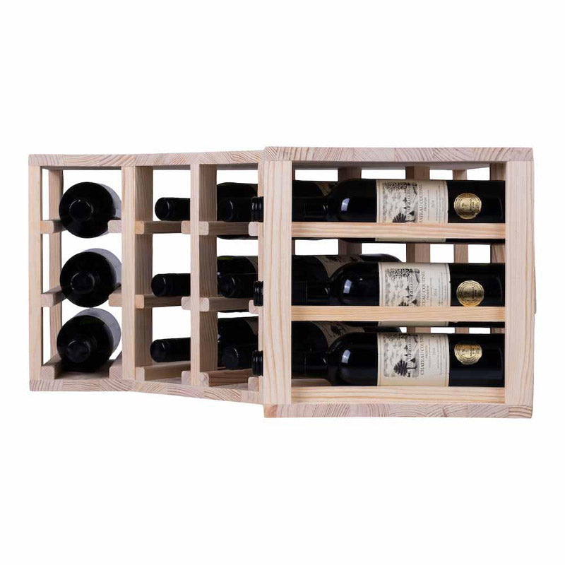 Caverack Modular Wine Rack System in Pine - 12 Bottles - HALF CORNER side view