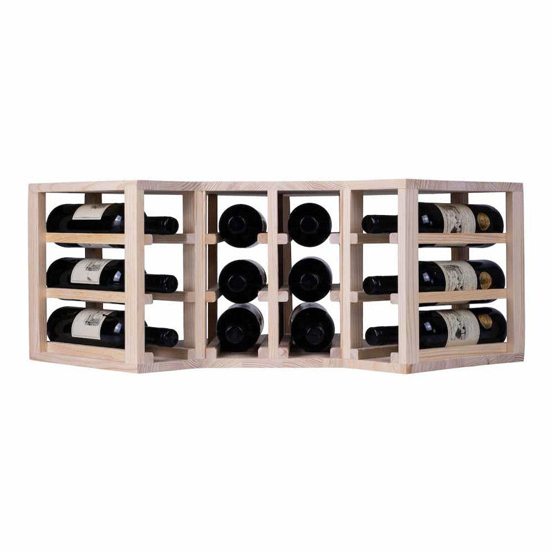 Caverack Modular Wine Rack System in Pine - 12 Bottles - HALF CORNER full view