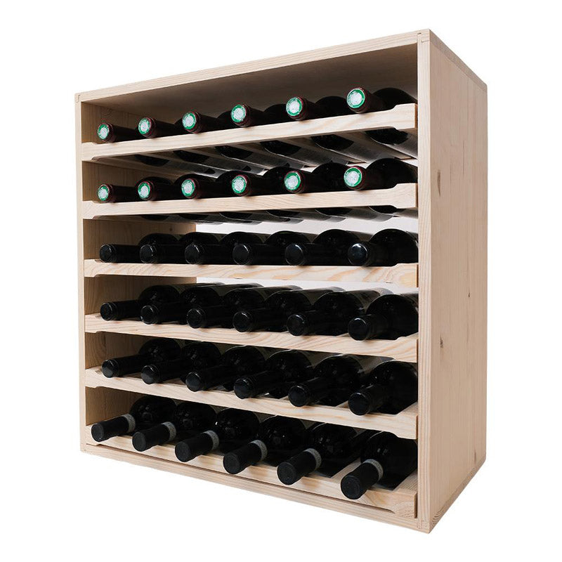 Caverack Modular Wine Rack System in Pine - Six Sliding Shelves - 36 Bottles - LEO angled view