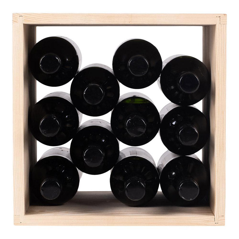 Caverack Modular Wine Rack System in Pine - QUARTER FICO front view and stocked