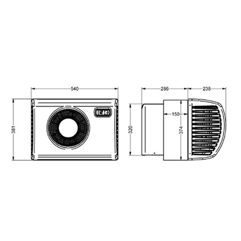 Fondis - Wine Master C25S Conditioning Unit - Cooling and Heating drawing with dimensions