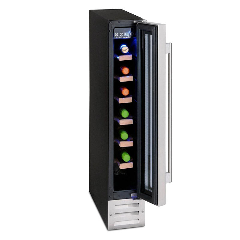 Montpellier - WC7X - Slimline 7 Bottle Wine Cooler in Stainless Steel with door open view