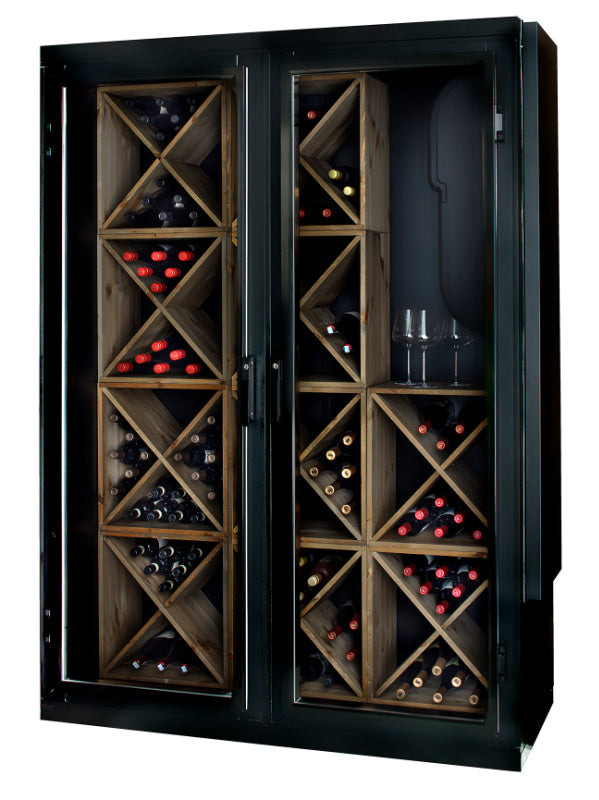 Staalene Freestanding Temp Controlled Wine Room in Black Front Left Image - STD-1 Hinged Doors