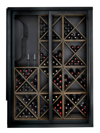 Staalene Freestanding Temp Controlled Wine Room in Black Front Image - STD-2 Sliding Doors