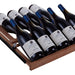 Swiss Cave Wine Fridge Display Shelves Burgundy Optomised in Sapele Wood Stocked View