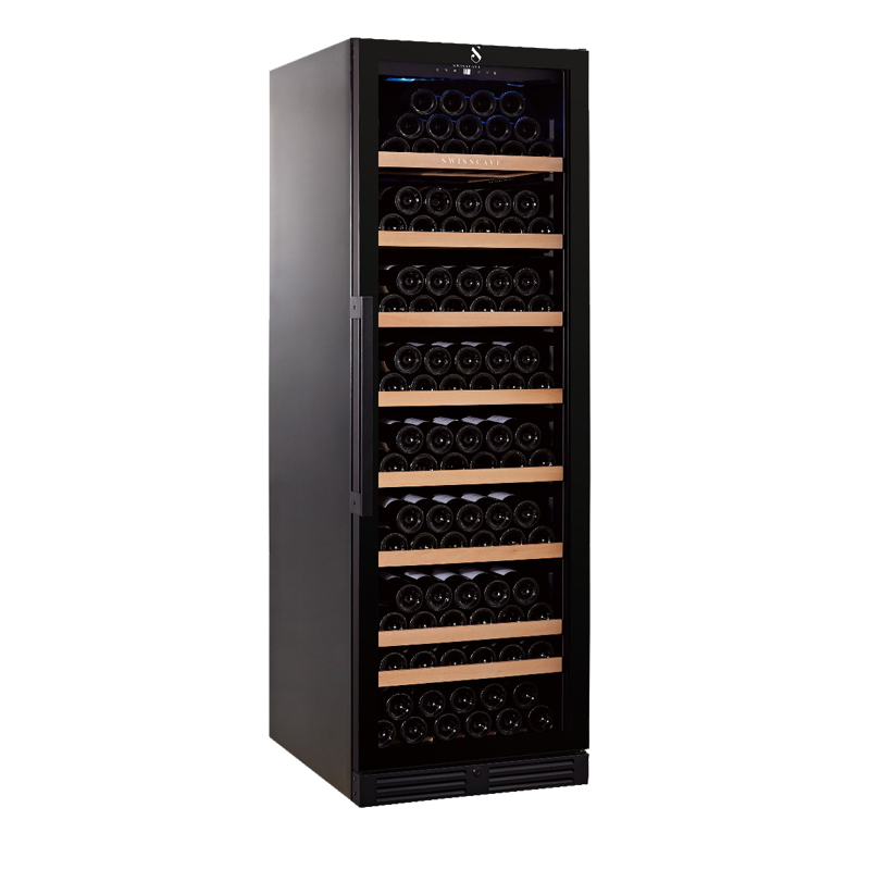 Swiss Cave Classic Single Zone Wine Cooler, 180cm, 169 Bottles, WL455F Angled Front View
