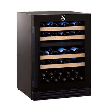 Swiss Cave Classic Dual Zone Wine Cooler, 82cm, 40 Bottles, WL155DF Angled Front View