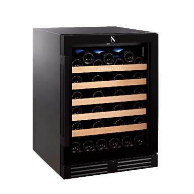 Swiss Cave Classic Single Zone Wine Cooler, 82cm, 47 Bottles, WL155F Angled Front and Side View