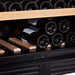 Swiss Cave Classic Single Zone Wine Cooler, 82cm, 47 Bottles, WL155F Bottom Shelf Close Up