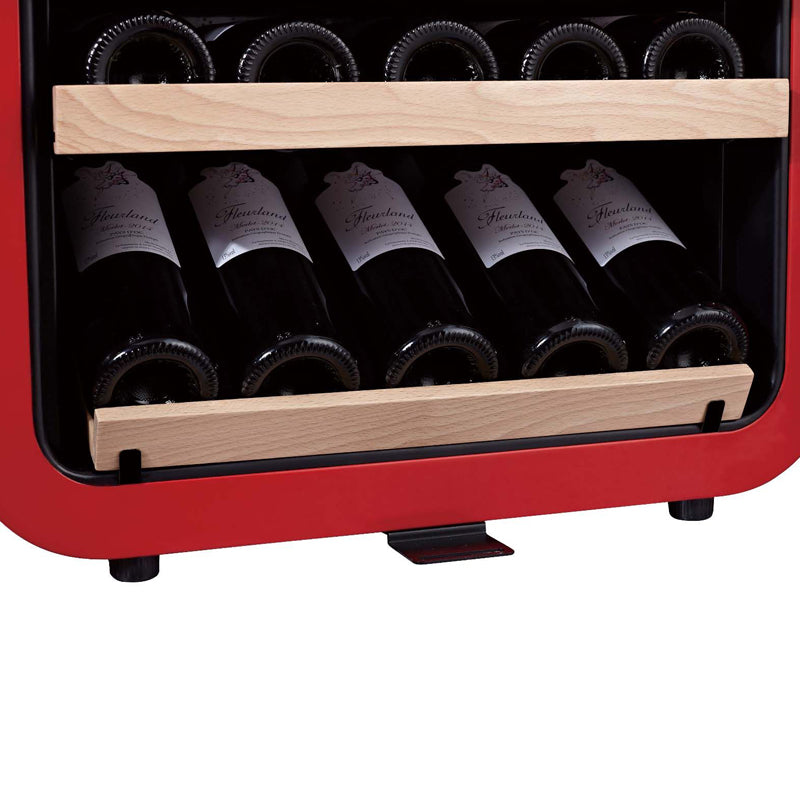 Swiss Cave Classic Small Single Zone 35 Bottle Wine Cooler, 83cm, WL120F Bottom Shelf Close Up