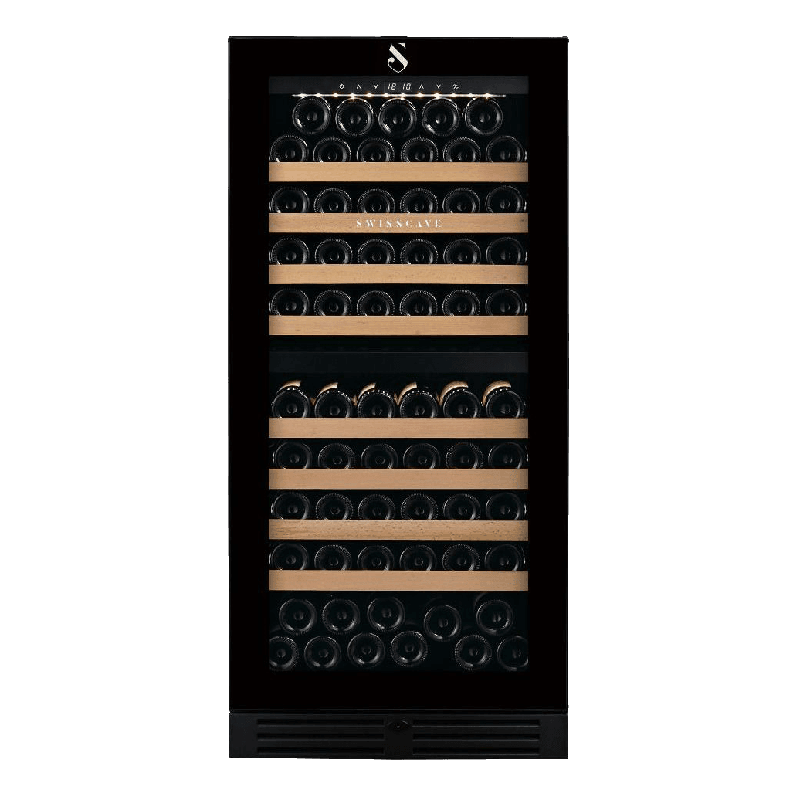 Swiss Cave Premium Dual Zone Wine Cooler, 127cm, 103-113 Mixed Bottles Front View