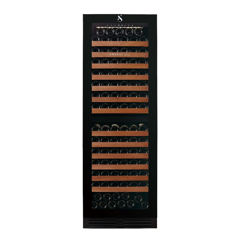 Swiss Cave Premium Dual Zone Wine Cooler, 172cm, 152-164 Mixed Bottles Front View