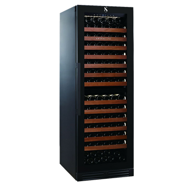 Swiss Cave Premium Dual Zone Wine Cooler, 172cm, 164 Mixed Bottles Angled Side View
