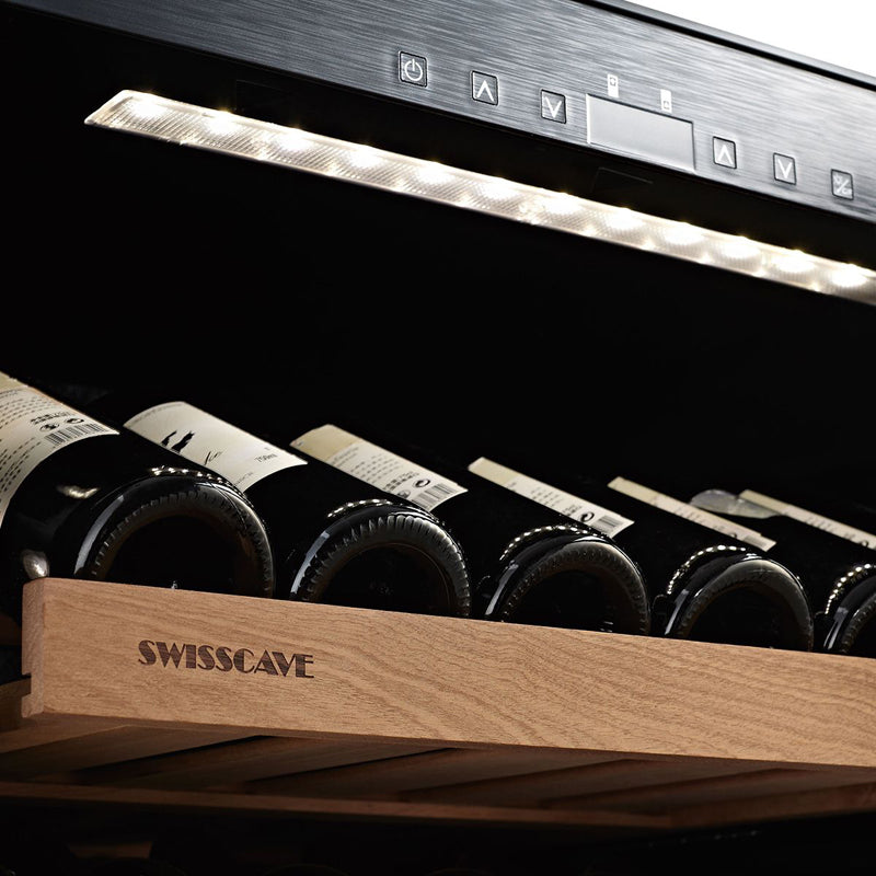 Swiss Cave Premium Dual Zone Wine Cooler in Black, 172cm, 164 bottles, WLB-460DFLD-MIX