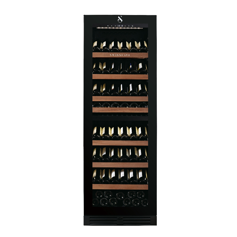 Swiss Cave Premium Dual Zone Wine Cooler in Black, 172cm, 164 bottles, WLB-460DFLD-MIX Front Image