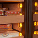 Swiss Cave Premium Humidor, 127cm, 1800 Cigars shelf close up with warm lighting
