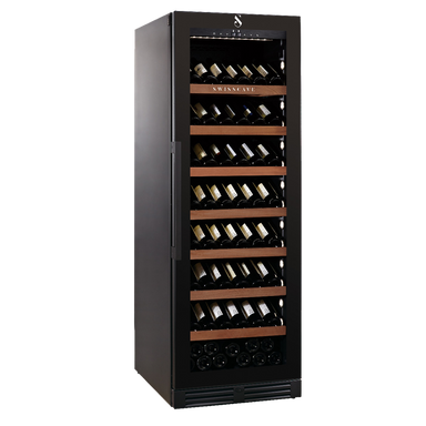 Premium Single Zone Wine Cooler, 172cm, 120-154 Mixed Bottles Side Angled View